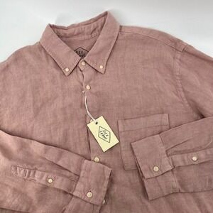 Alex Crane Playa Shirt Mens XXL Pink 100% Linen Long Sleeve Button Down NEW